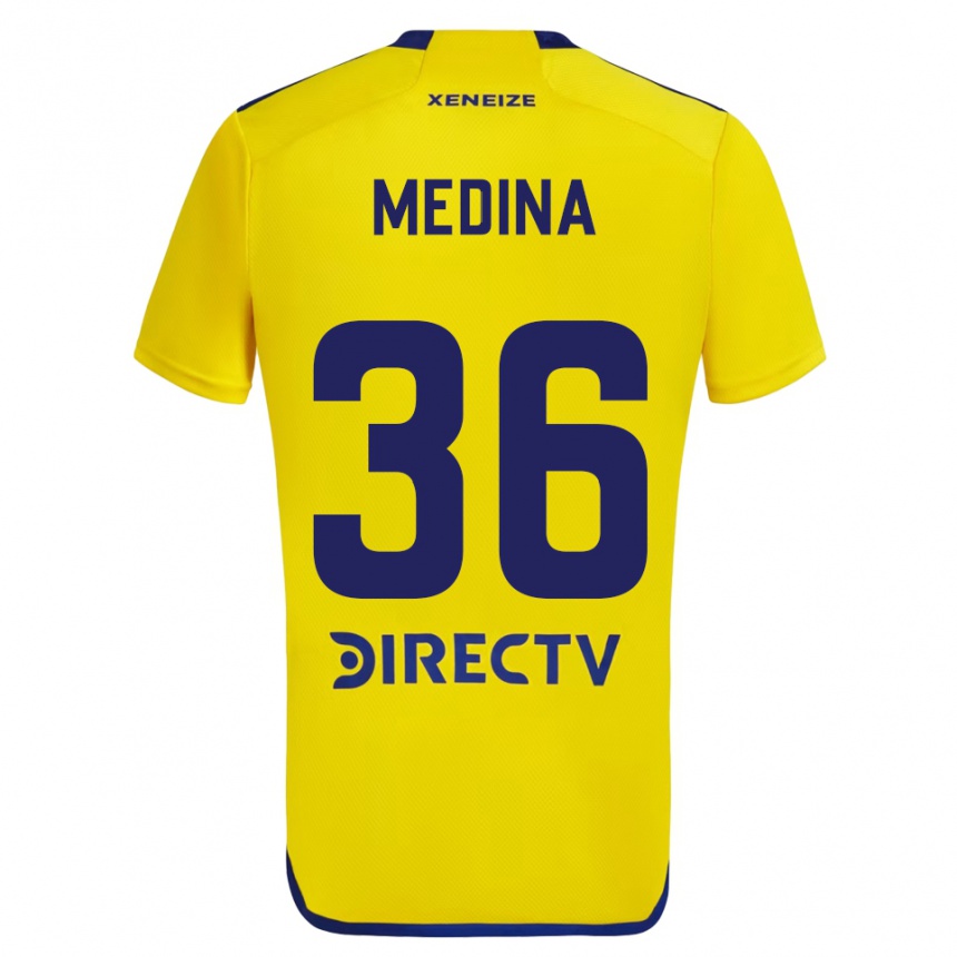 Niño Fútbol Camiseta Cristian Medina #36 Amarillo Azul 2ª Equipación 2024/25 Argentina