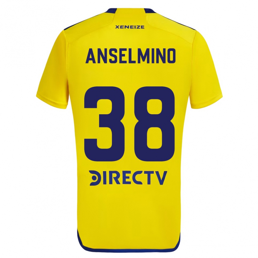 Niño Fútbol Camiseta Aarón Anselmino #38 Amarillo Azul 2ª Equipación 2024/25 Argentina