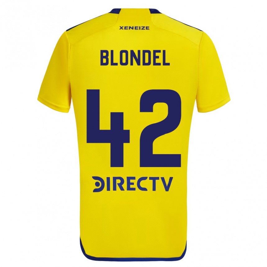 Niño Fútbol Camiseta Lucas Blondel #42 Amarillo Azul 2ª Equipación 2024/25 Argentina