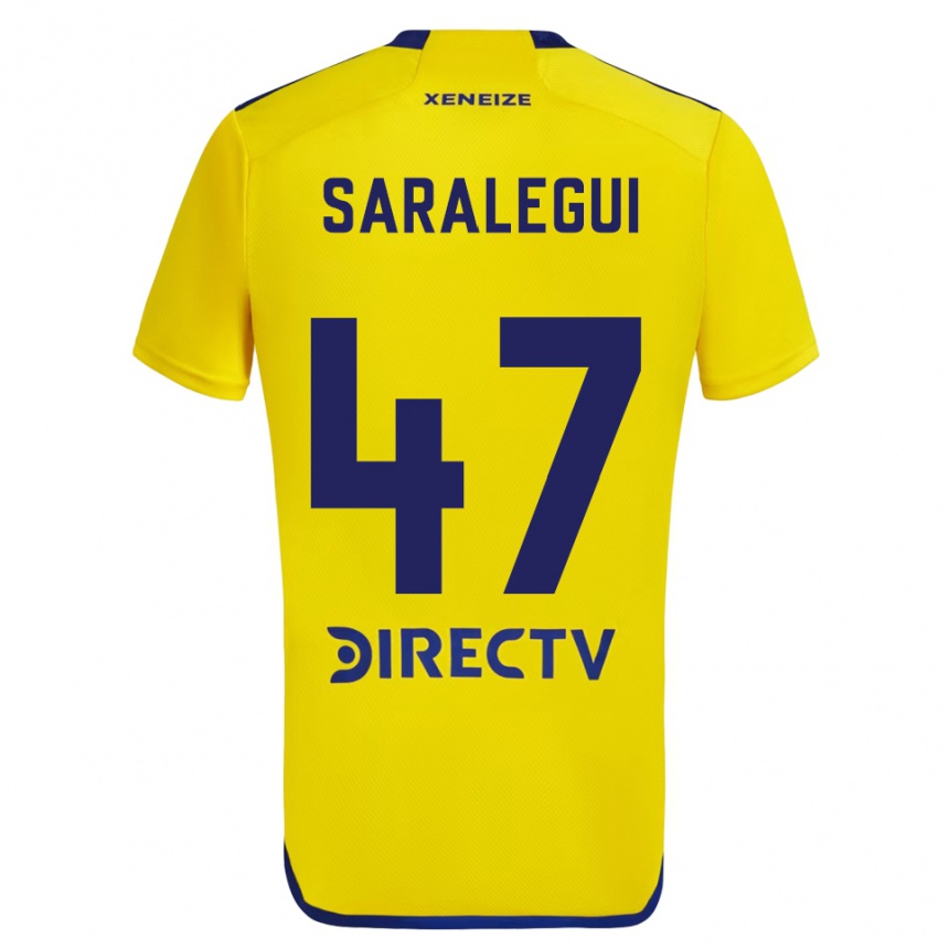 Niño Fútbol Camiseta Jabes Saralegui #47 Amarillo Azul 2ª Equipación 2024/25 Argentina