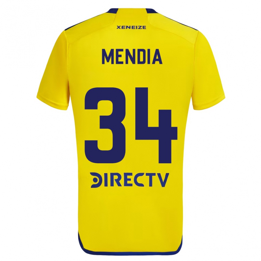 Niño Fútbol Camiseta Mateo Mendia #34 Amarillo Azul 2ª Equipación 2024/25 Argentina