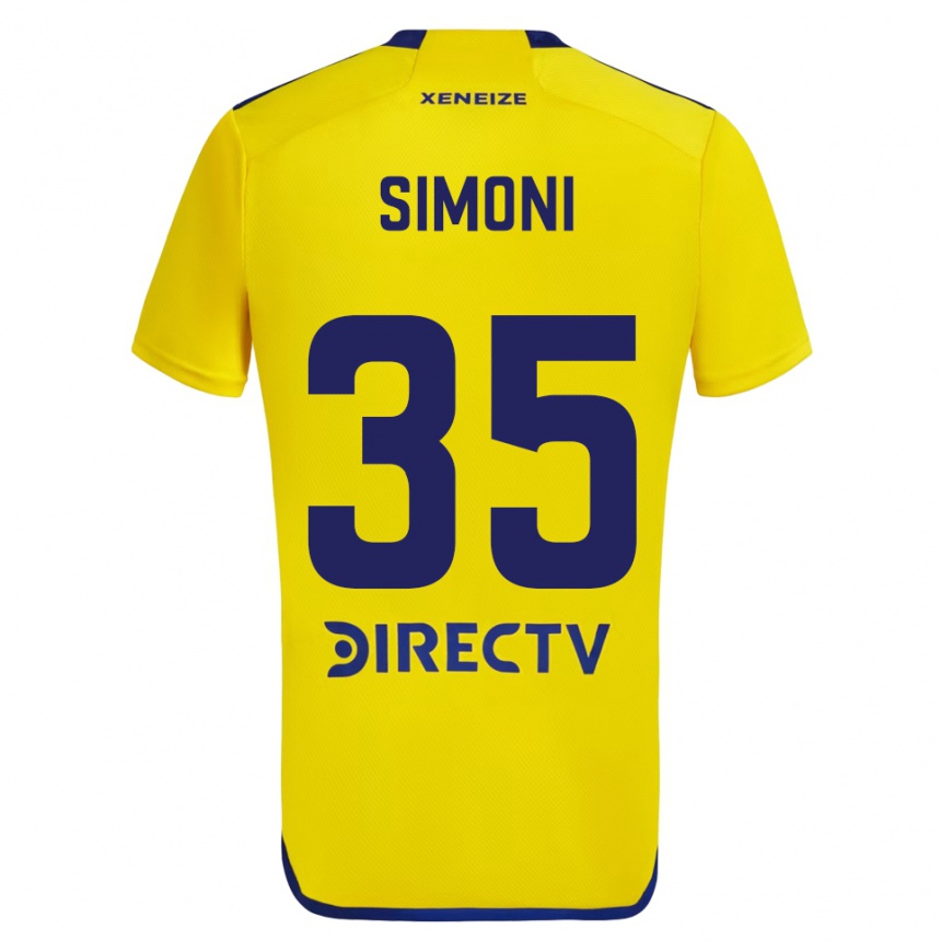 Niño Fútbol Camiseta Valentino Simoni #35 Amarillo Azul 2ª Equipación 2024/25 Argentina