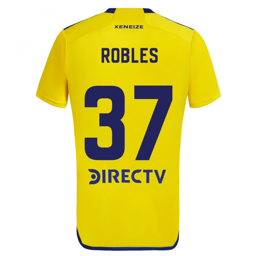 Niño Fútbol Camiseta Sebastián Díaz Robles #37 Amarillo Azul 2ª Equipación 2024/25 Argentina