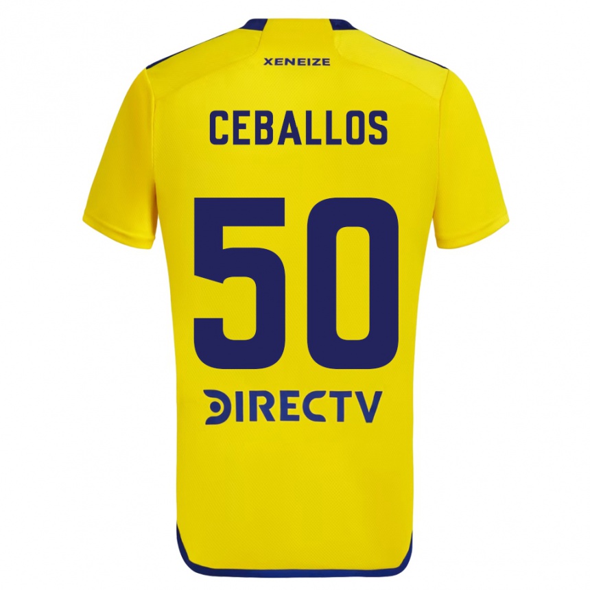 Niño Fútbol Camiseta Julián Ceballos #50 Amarillo Azul 2ª Equipación 2024/25 Argentina