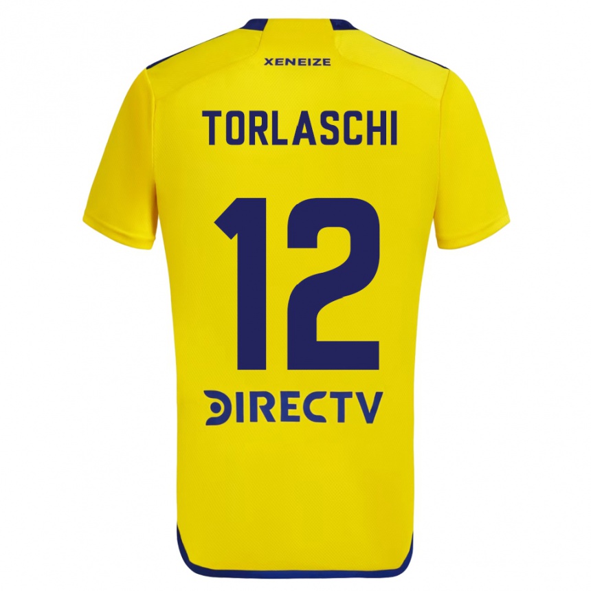 Niño Fútbol Camiseta Lucas Torlaschi #12 Amarillo Azul 2ª Equipación 2024/25 Argentina