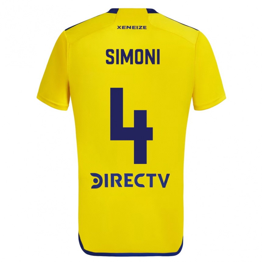 Niño Fútbol Camiseta Tiago Simoni #4 Amarillo Azul 2ª Equipación 2024/25 Argentina