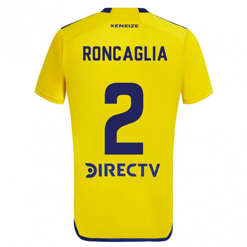 Niño Fútbol Camiseta Facundo Roncaglia #2 Amarillo Azul 2ª Equipación 2024/25 Argentina