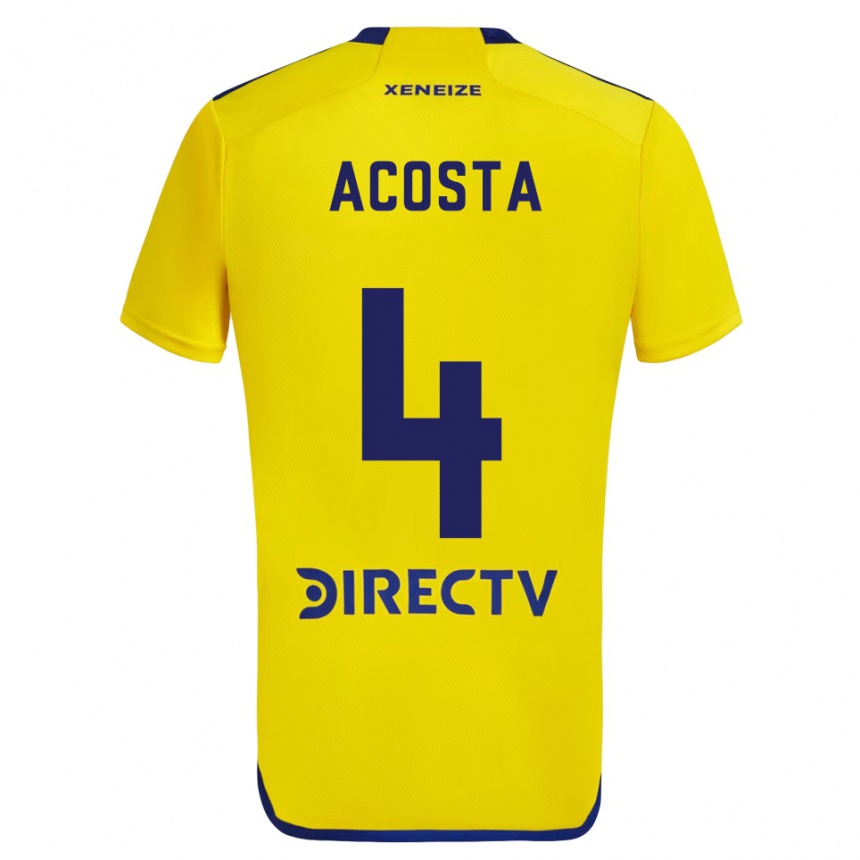 Niño Fútbol Camiseta Natan Acosta #4 Amarillo Azul 2ª Equipación 2024/25 Argentina