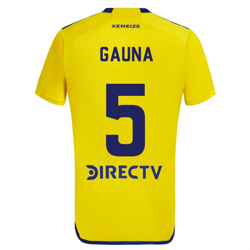 Niño Fútbol Camiseta Santiago Gauna #5 Amarillo Azul 2ª Equipación 2024/25 Argentina