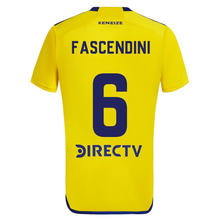 Niño Fútbol Camiseta Valentín Fascendini #6 Amarillo Azul 2ª Equipación 2024/25 Argentina