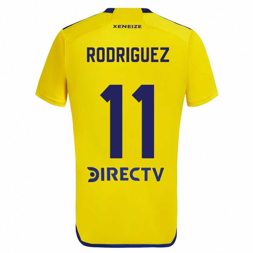 Niño Fútbol Camiseta Yamila Rodriguez #11 Amarillo Azul 2ª Equipación 2024/25 Argentina