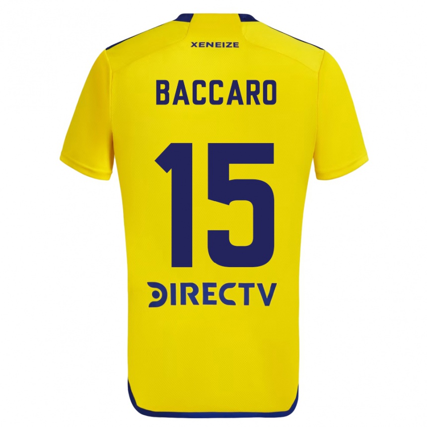 Niño Fútbol Camiseta Camila Baccaro #15 Amarillo Azul 2ª Equipación 2024/25 Argentina