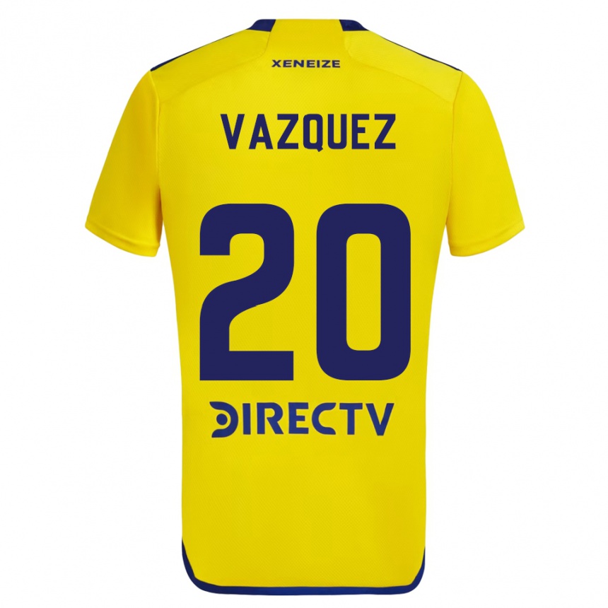 Niño Fútbol Camiseta Constanza Vazquez #20 Amarillo Azul 2ª Equipación 2024/25 Argentina