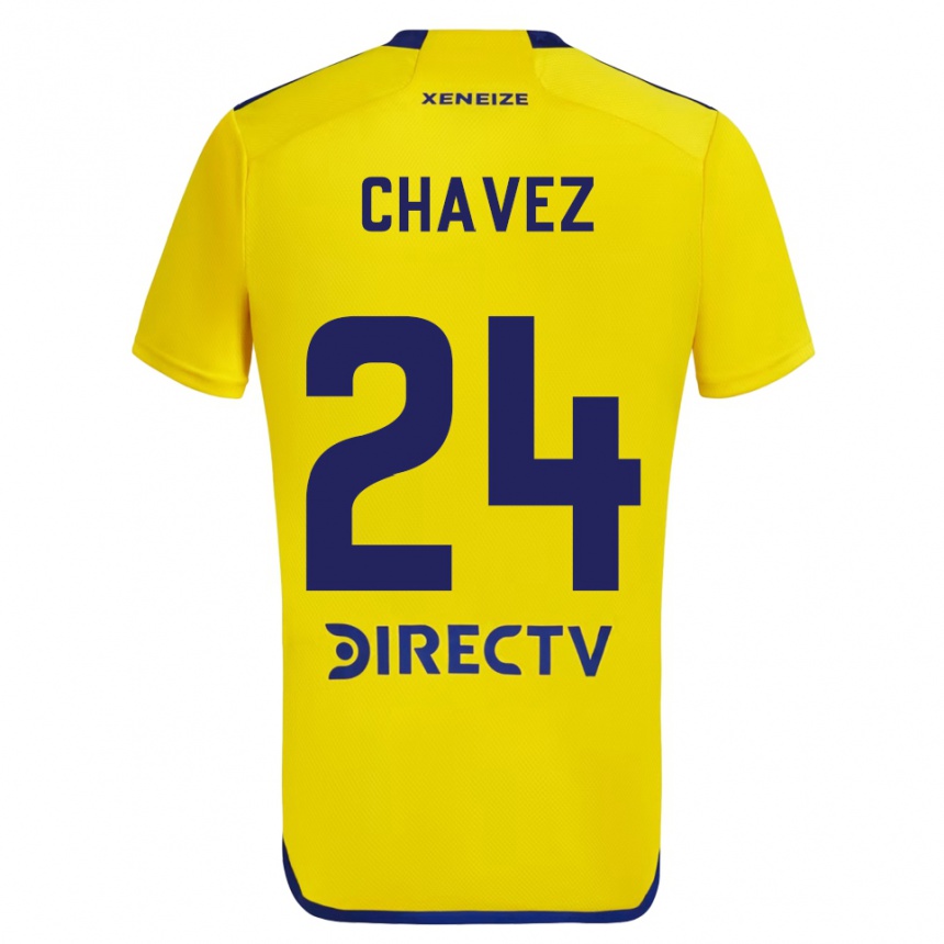 Niño Fútbol Camiseta Gabriela Chavez #24 Amarillo Azul 2ª Equipación 2024/25 Argentina