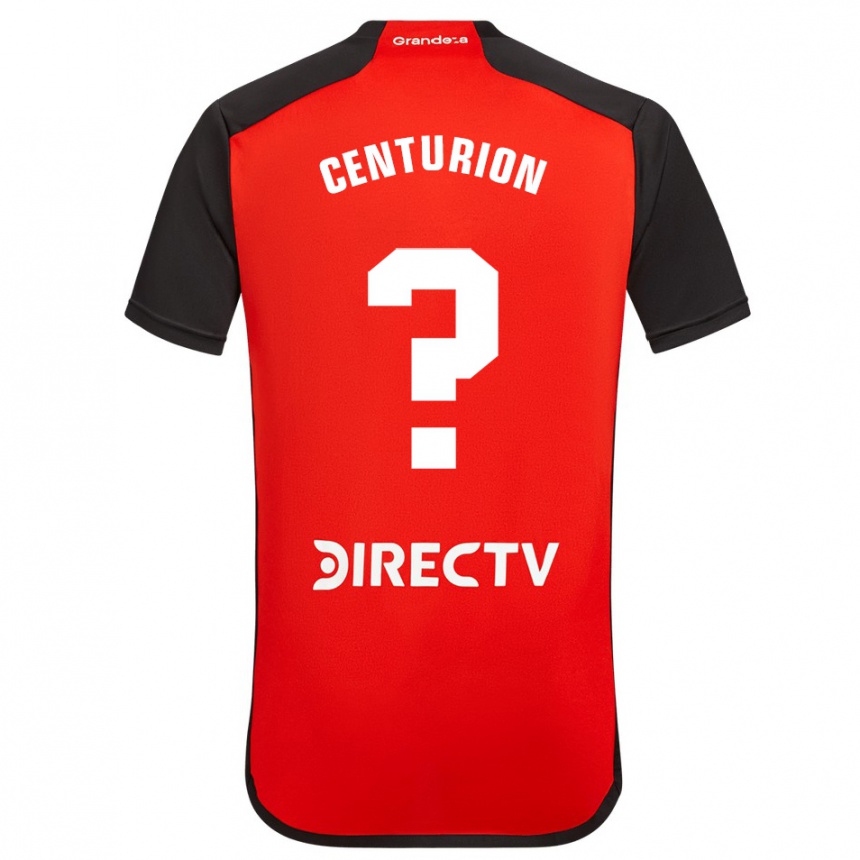 Niño Fútbol Camiseta Ezequiel Centurión #0 Rojo Negro Blanco 2ª Equipación 2024/25 Argentina