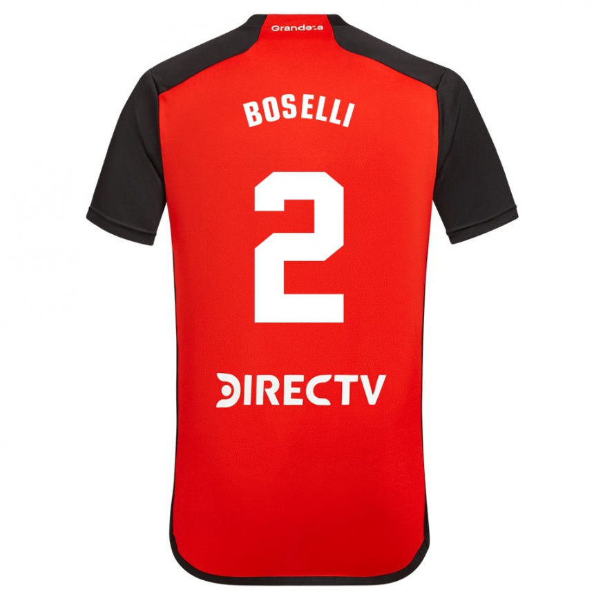 Niño Fútbol Camiseta Sebastián Boselli #2 Rojo Negro Blanco 2ª Equipación 2024/25 Argentina