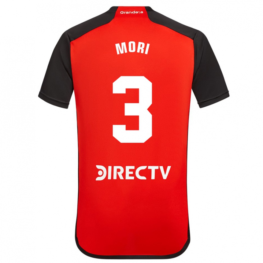 Niño Fútbol Camiseta Ramiro Funes Mori #3 Rojo Negro Blanco 2ª Equipación 2024/25 Argentina