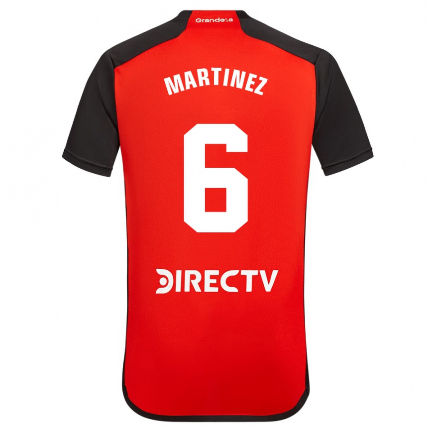 Niño Fútbol Camiseta David Martínez #6 Rojo Negro Blanco 2ª Equipación 2024/25 Argentina