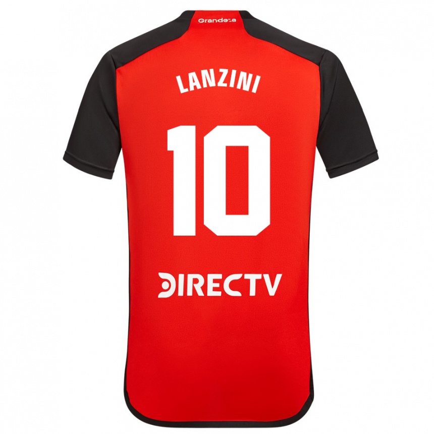 Niño Fútbol Camiseta Manuel Lanzini #10 Rojo Negro Blanco 2ª Equipación 2024/25 Argentina