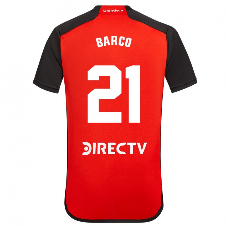 Niño Fútbol Camiseta Esequiel Barco #21 Rojo Negro Blanco 2ª Equipación 2024/25 Argentina