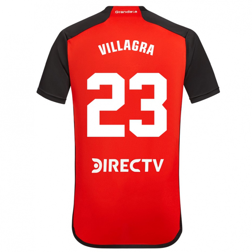 Niño Fútbol Camiseta Rodrigo Villagra #23 Rojo Negro Blanco 2ª Equipación 2024/25 Argentina