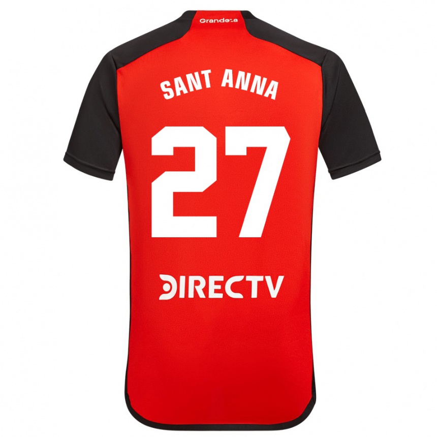 Niño Fútbol Camiseta Agustín Sant Anna #27 Rojo Negro Blanco 2ª Equipación 2024/25 Argentina