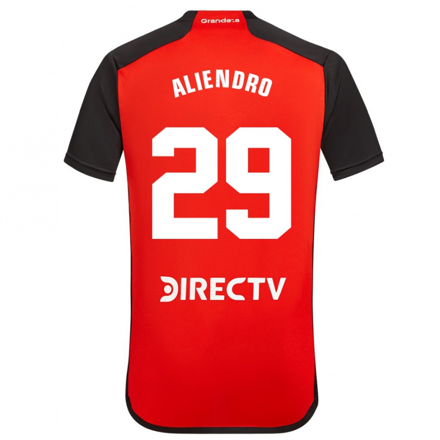 Niño Fútbol Camiseta Rodrigo Aliendro #29 Rojo Negro Blanco 2ª Equipación 2024/25 Argentina