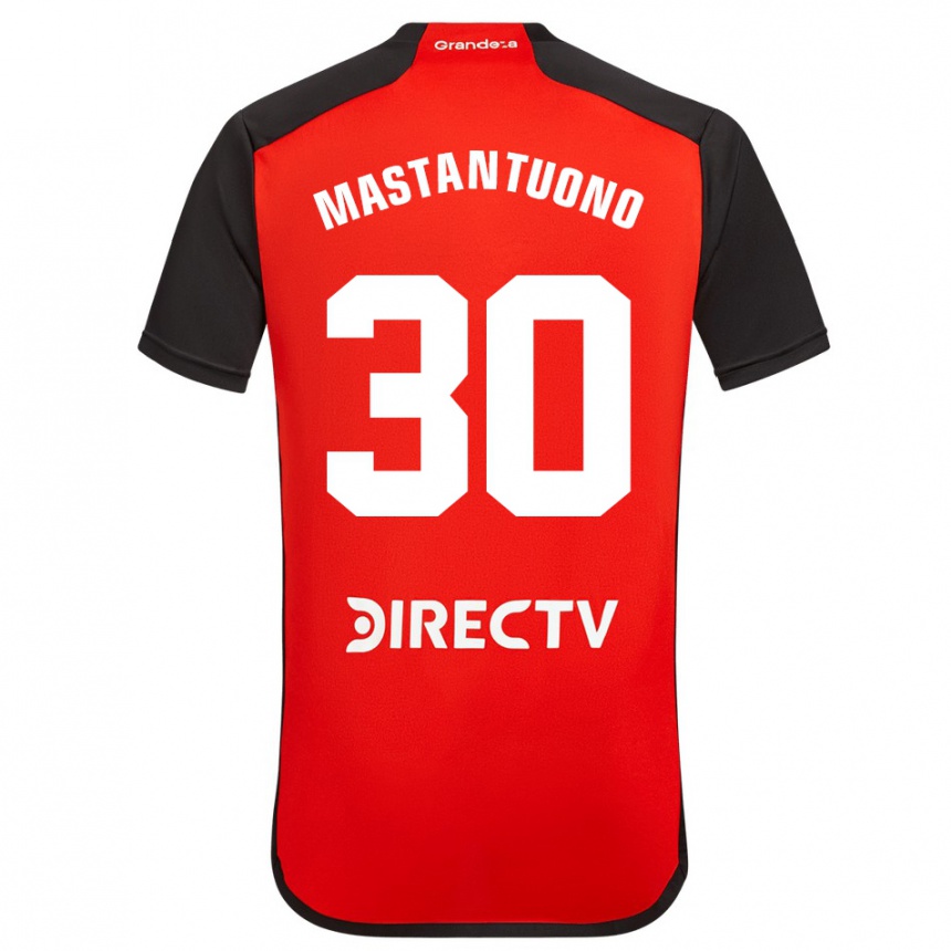 Niño Fútbol Camiseta Franco Mastantuono #30 Rojo Negro Blanco 2ª Equipación 2024/25 Argentina