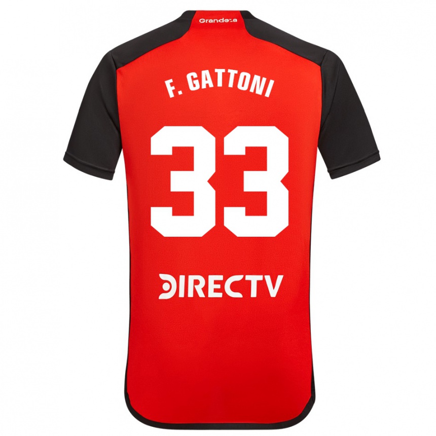 Niño Fútbol Camiseta Federico Gattoni #33 Rojo Negro Blanco 2ª Equipación 2024/25 Argentina