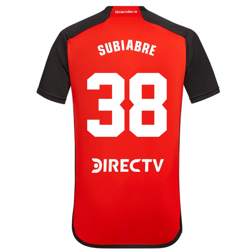 Niño Fútbol Camiseta Ian Subiabre #38 Rojo Negro Blanco 2ª Equipación 2024/25 Argentina