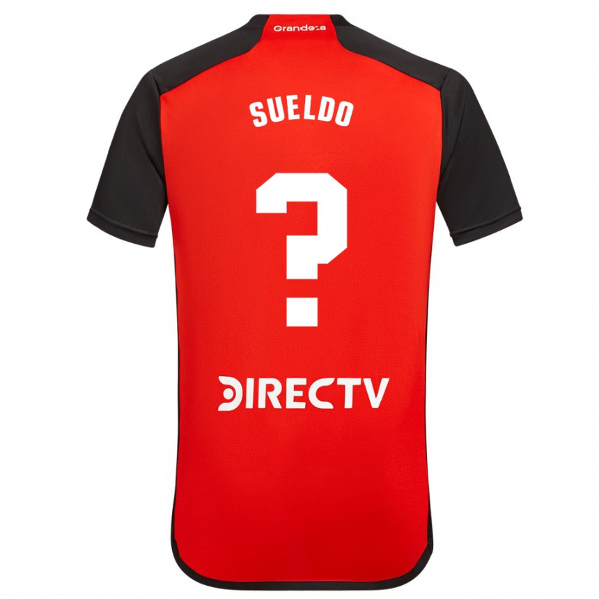 Niño Fútbol Camiseta Martiniano Sueldo #0 Rojo Negro Blanco 2ª Equipación 2024/25 Argentina