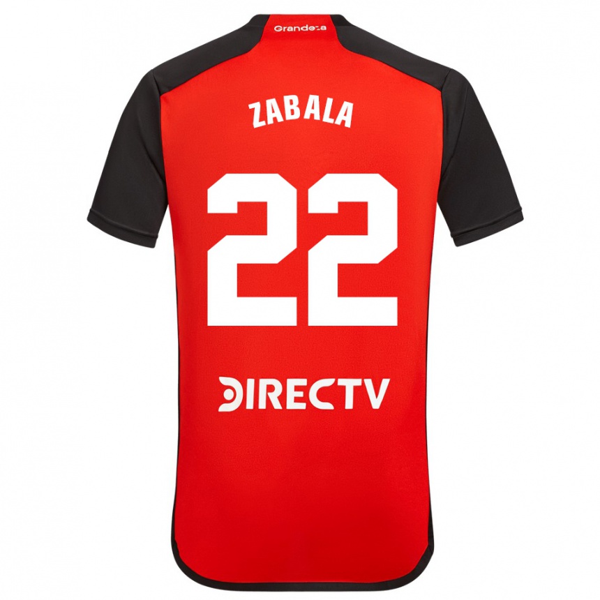 Niño Fútbol Camiseta Daniel Zabala #22 Rojo Negro Blanco 2ª Equipación 2024/25 Argentina