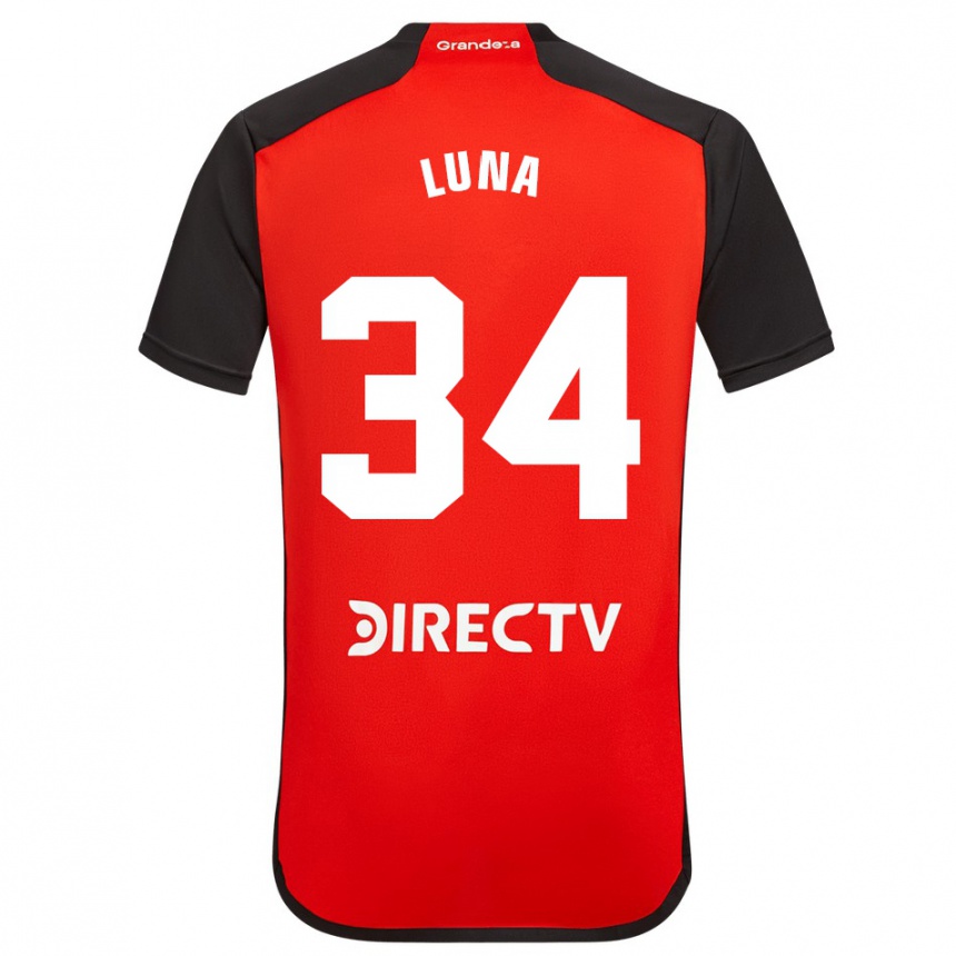 Niño Fútbol Camiseta Jonás Luna #34 Rojo Negro Blanco 2ª Equipación 2024/25 Argentina