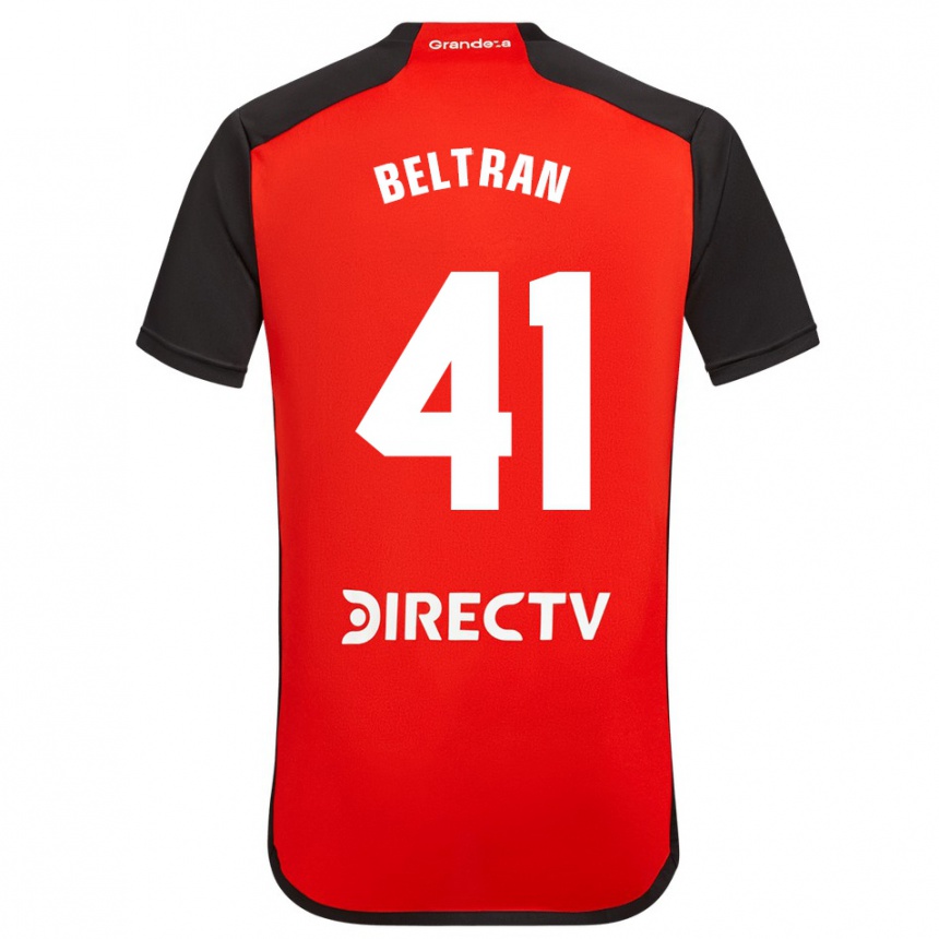 Niño Fútbol Camiseta Santiago Beltrán #41 Rojo Negro Blanco 2ª Equipación 2024/25 Argentina