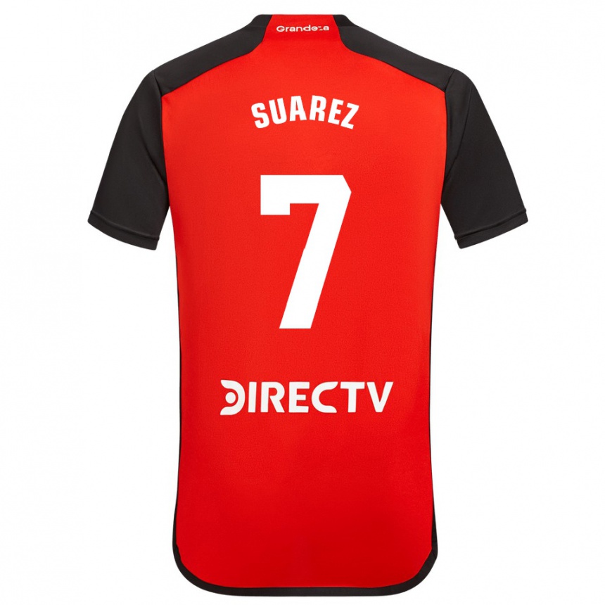 Niño Fútbol Camiseta Matías Suárez #7 Rojo Negro Blanco 2ª Equipación 2024/25 Argentina