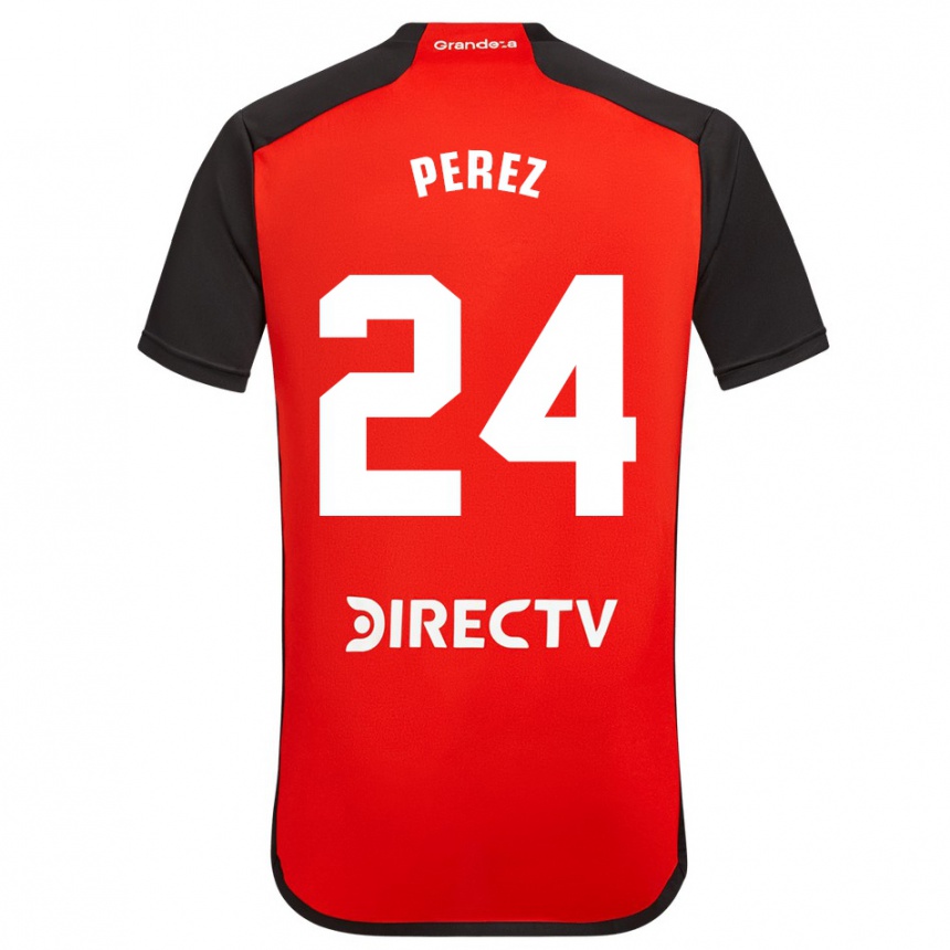 Niño Fútbol Camiseta Enzo Pérez #24 Rojo Negro Blanco 2ª Equipación 2024/25 Argentina