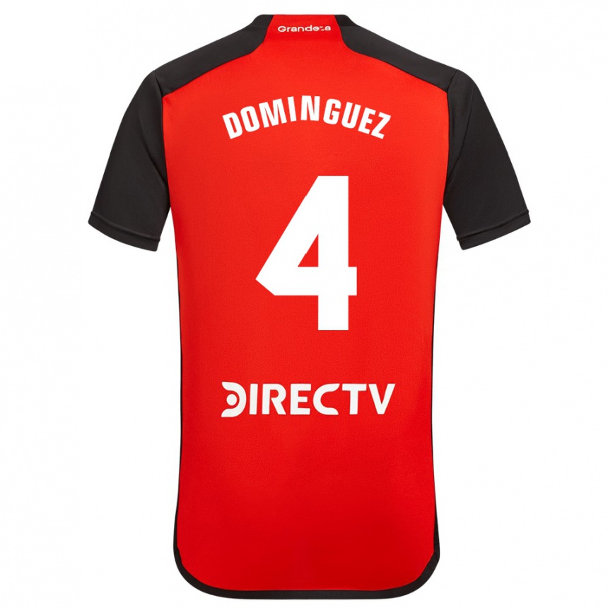 Niño Fútbol Camiseta Evelyn Sofía Domínguez #4 Rojo Negro Blanco 2ª Equipación 2024/25 Argentina