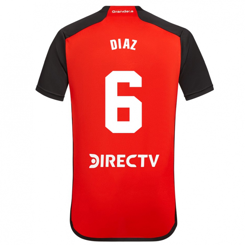 Niño Fútbol Camiseta Milagros Díaz #6 Rojo Negro Blanco 2ª Equipación 2024/25 Argentina