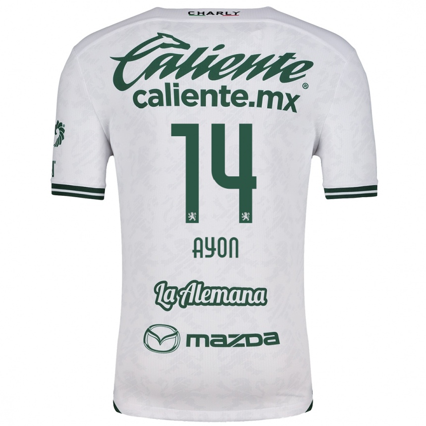 Niño Fútbol Camiseta Ettson Ayón #14 Blanco Verde 2ª Equipación 2024/25 Argentina