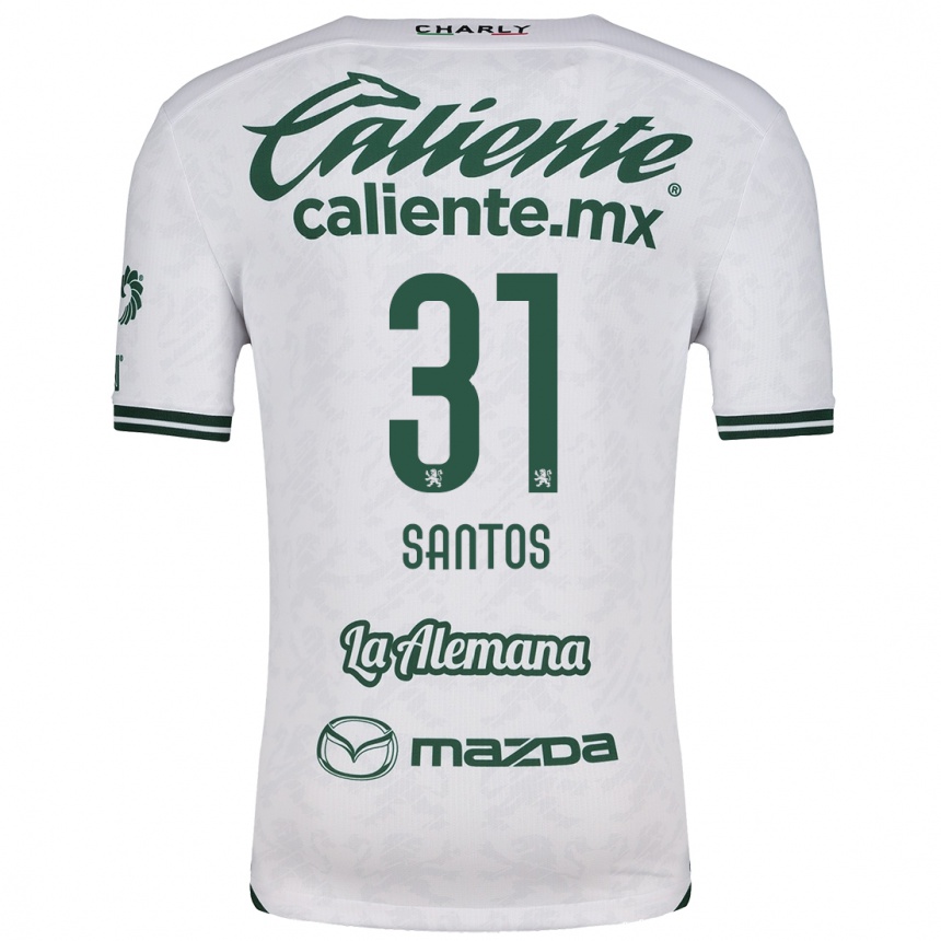 Niño Fútbol Camiseta Sebastián Santos #31 Blanco Verde 2ª Equipación 2024/25 Argentina