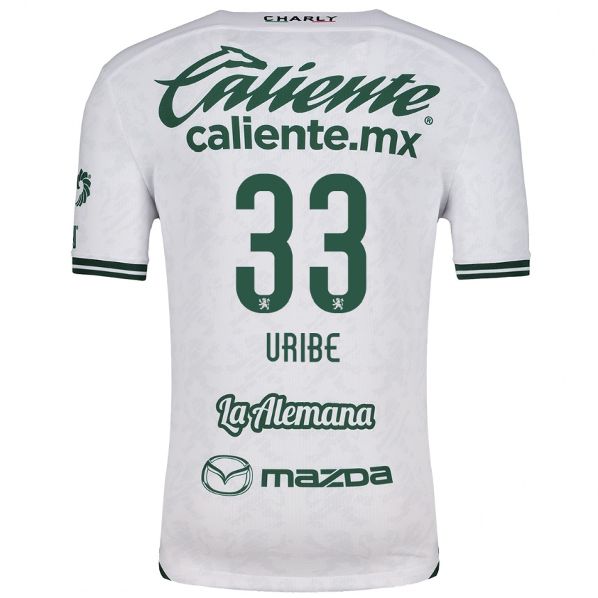 Niño Fútbol Camiseta Héctor Uribe #33 Blanco Verde 2ª Equipación 2024/25 Argentina