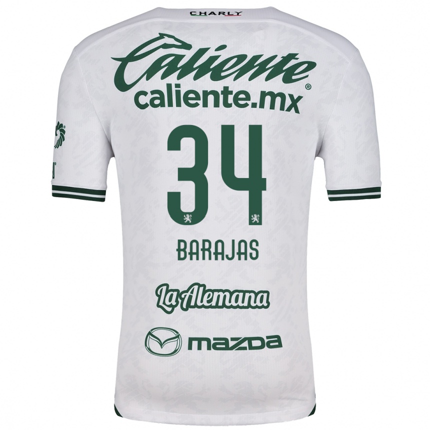 Niño Fútbol Camiseta Víctor Barajas #34 Blanco Verde 2ª Equipación 2024/25 Argentina