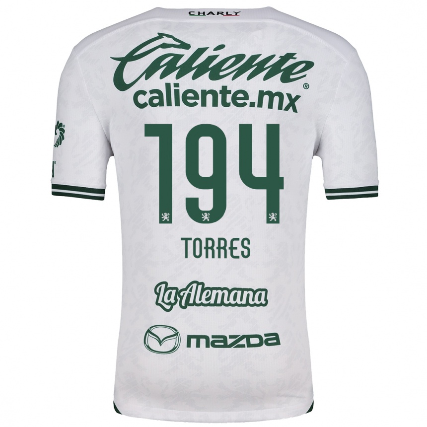 Niño Fútbol Camiseta Erick Torres #194 Blanco Verde 2ª Equipación 2024/25 Argentina