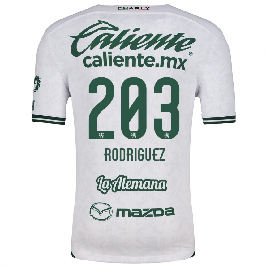 Niño Fútbol Camiseta César Rodríguez #203 Blanco Verde 2ª Equipación 2024/25 Argentina