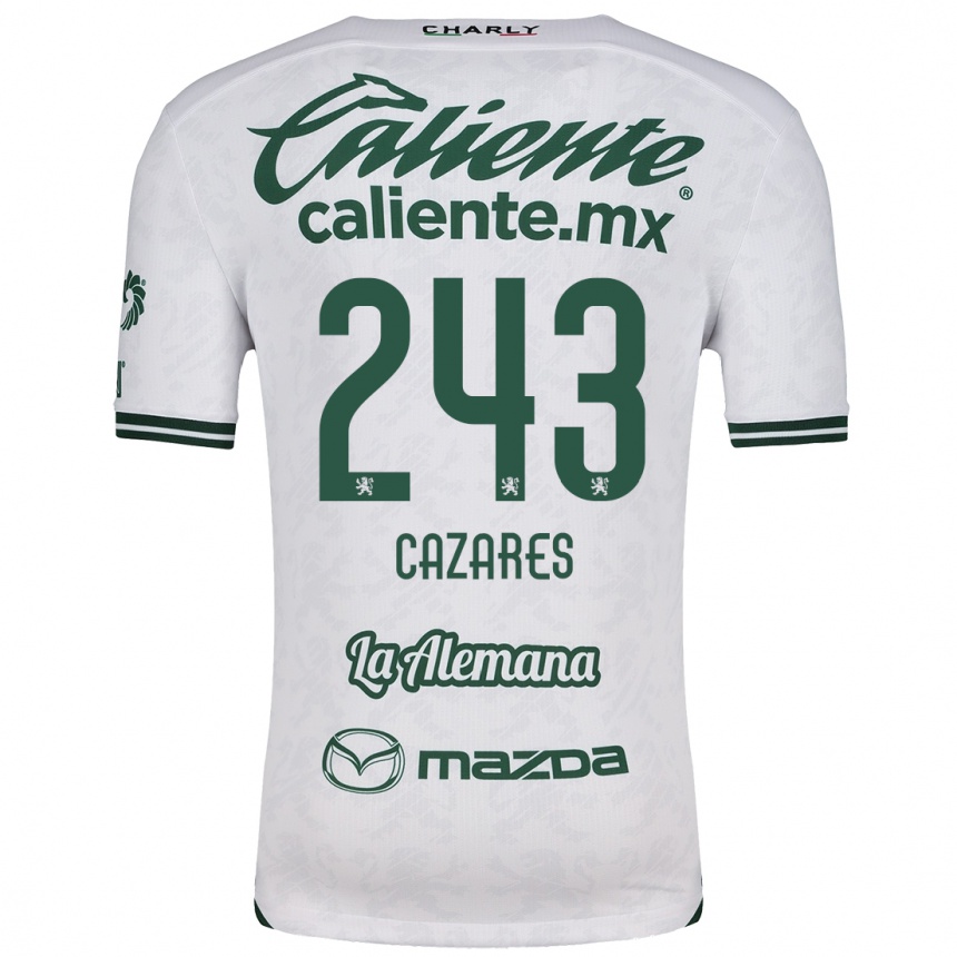 Niño Fútbol Camiseta Juan Cázares #243 Blanco Verde 2ª Equipación 2024/25 Argentina