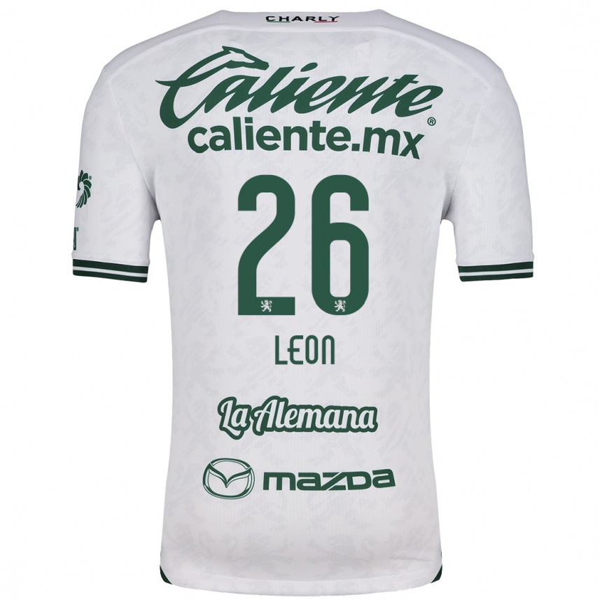 Niño Fútbol Camiseta Armando León #26 Blanco Verde 2ª Equipación 2024/25 Argentina