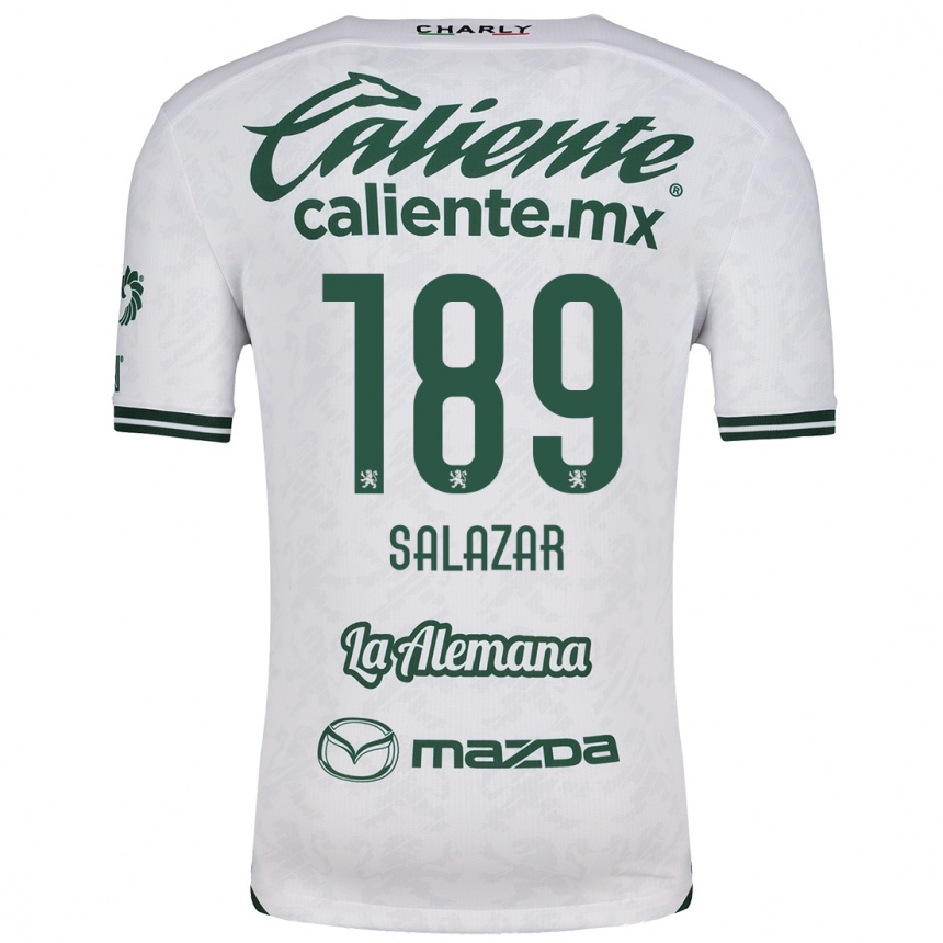 Niño Fútbol Camiseta José Salazar #189 Blanco Verde 2ª Equipación 2024/25 Argentina