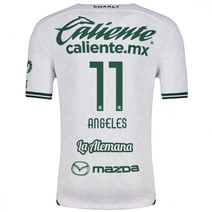 Niño Fútbol Camiseta Lizbeth Ángeles #11 Blanco Verde 2ª Equipación 2024/25 Argentina