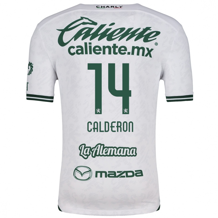 Niño Fútbol Camiseta Daniela Calderón #14 Blanco Verde 2ª Equipación 2024/25 Argentina