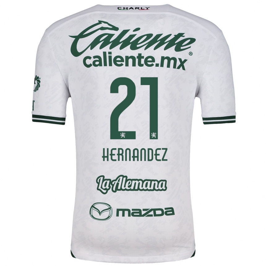 Niño Fútbol Camiseta Alexa Hernández #21 Blanco Verde 2ª Equipación 2024/25 Argentina